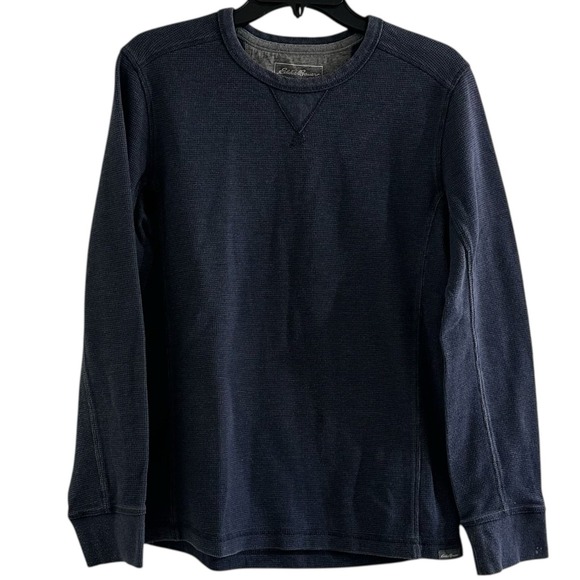 Eddie Bauer Mens Navy Blue Waffle Knit Thermal Long Sleeve Crewneck M - Picture 2 of 13